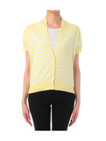 [L]ボーダーカーディガン+Tシャツセット/イエロー系(031)