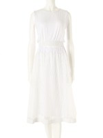 【CEDNIE】ノースリーブトップス×メッシュフレアミディスカートセットアップ/ホワイト