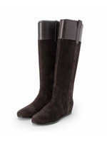 インヒール切り替えスエードブーツ/ブラウン系(043)