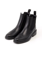 ウイングチップサイドゴアショートレインブーツ/BLACK