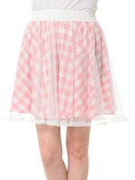 チェック柄ミニ丈スカート/ピンク