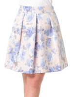 バニラ織り花柄タックSK/キナリ