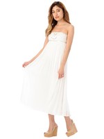 ビジュー付ミモレワンピース/WHITE