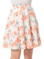 フラワープリントポンチフレアスカート/レッド