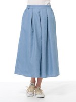 ・フロントタックデニムガウチョパンツ/Light Indigo