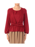 カシュクール風ベルテッドカットソー/ワインレッド(063)