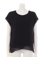 シフォン&天竺ラップTシャツ/ブラック