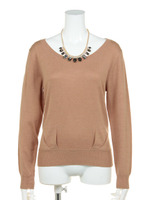 ネックレス付ソフトアンゴラニット/キャメル