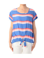 マルチボーダープリントブラウス/ブルー系(391)