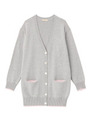 配色ロングニットカーディガン/ライトグレー(011)