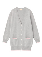 配色ロングニットカーディガン/ライトグレー(011)