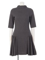 LOW切替ギャザーフレアワンピース/BURGUNDY