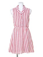 【CHILLE】ダブル襟ストライプワンピース/ホワイト(001)