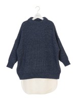 ハイネックニットプルオーバー&シャツ風ワンピース/BLU
