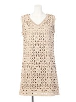 パンチングレースＡラインワンピ/ベージュ