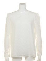 ヘリンボンジャガードブラウス/ホワイト