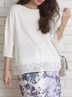 レイヤード風ニットプルオーバー/ブラック