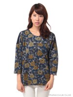 ローズプリントスウェット/ネイビー