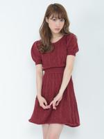 半袖ケーブルニットワンピース/グレー