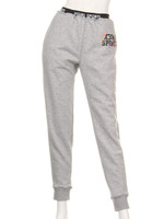 SWEAT PANTS FLOWER LOGO/ASH
