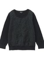 [L]フラワーレース使いニットプルオーバー/ブラック(019)