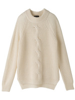 [L]リブケーブルニットプルオーバー/グレー系(912)