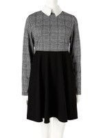 グレンチェックドッキングワンピース/ブラック