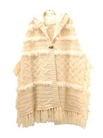 ケーブルニットポンチョ/チャコール