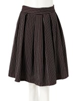 ストライプバックリボンフレアスカート/ボルドー