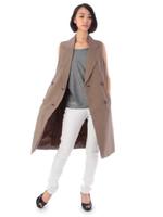 チェックテーラードノースリーブコート/ダークブラウン(243)