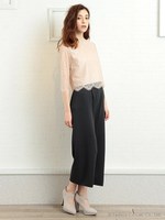 ニットクロップドパンツ/チャコールグレー