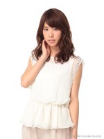 ビジュースリーブブラウス/オフホワイト