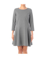 ピンストライプ切り替えフレアワンピース/グレー(312)