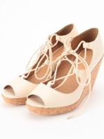 レースアップウエッジソールサンダル/アイボリー(004)