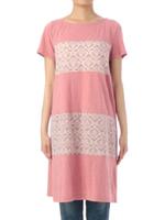 綿天竺×プリント生地切り替えワンピース/ピンク系(572)