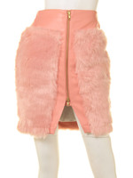 Candy Fur Front Zip Skirt/PINK