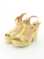 【BABY PURE】ウエッジエンブロイダリーTストラップサンダル/ストライプ