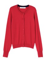 カシミア混ベーシッククルーネックカーデ/ホワイト