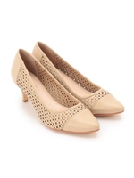 カットワーク切り替えパンプス/ライトベージュ(051)