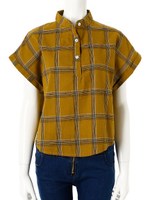 チェックブラウス/キャメル