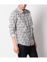 ミニフラワー柄シャツ/ブラック(119)