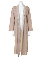 レース衿ロングニットカーデ/カーキ