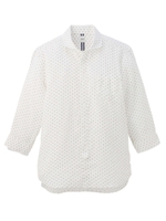 七分袖リネンドットシャツ/ホワイト(201)