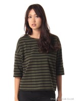 度詰めボーダー/カーキ系