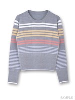 透カシマルチボーダーニット/グレー