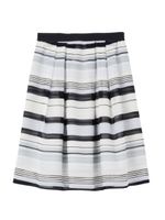 [L]ランダムボーダープリーツスカート/サックス(390)