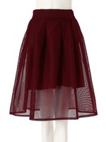 【CEDNIE】メッシュフレアスカート/ネイビー