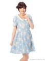 【Tralala】ガーデンラビット襟付きワンピース/ブルー