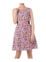 ウエスト切り替えフラワーワンピース/ブルー(192)