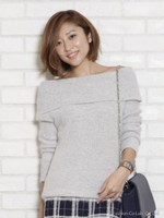 オフショルあぜニットプルオーバー/ライトグレー